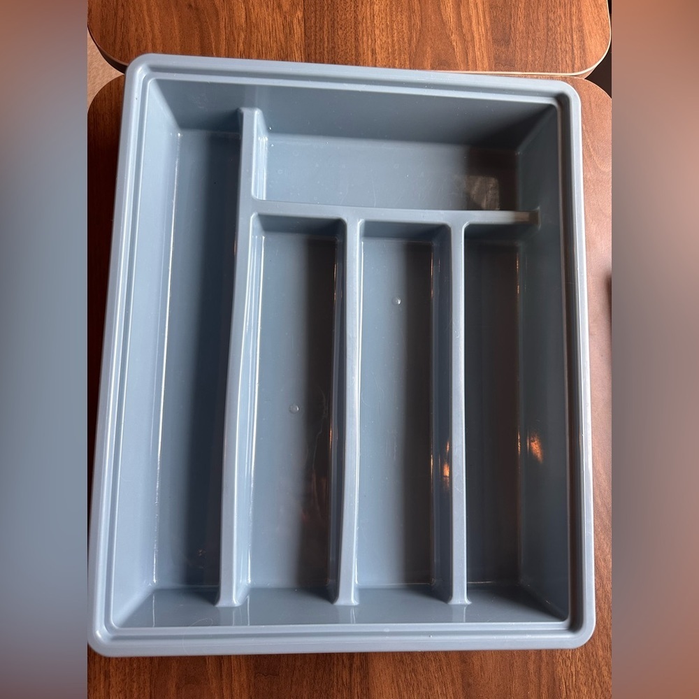 VTG Sterilite Silverware Drawer Organizer Country Blue Extra Deep Utensil Tray